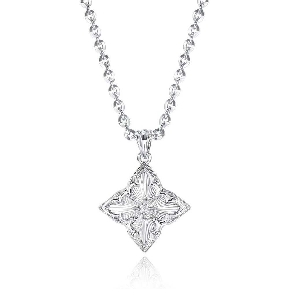 Women's Silver Plated Charm Fettero Gold Clover Choker Pendant Lucky Necklace